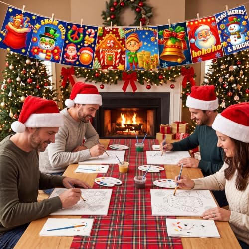 Harloon 36 Pcs Afro Queen Pre Drawn Canvas 8x10,Warm Christmas