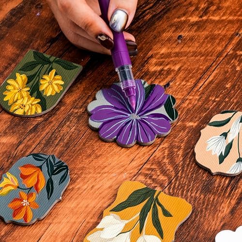 AUREUO Retro Magnetic Mini Canvas Boards for Painting - 2.5 Inch 24 Pack Shaped Small Canvases for Crafts Tiny Painting Canvas Panel for Acrylic Paint & Markers Art Gift