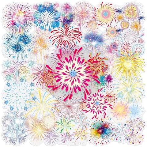 50Pcs Firework for Scrapbooking,Self-Adhesive Transparent Stickers Scrapbook Supplies Journaling Supplies for Adult Card Making Letters DIY Water Bottle Cards Decoration