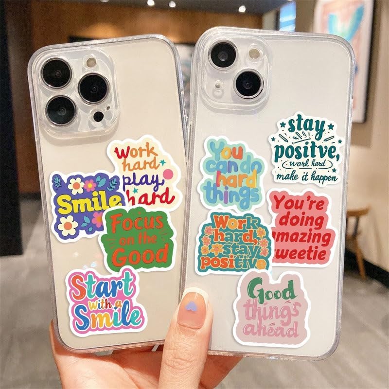 400PCS Inspirational Stickers, Holographic Motivational Sticker for Journal, Laptops, Positive Affirmation Quote Stickers - Waterproof Vinyl Scrapbook Sticker for Adults, Kids, Teachers, Classroom