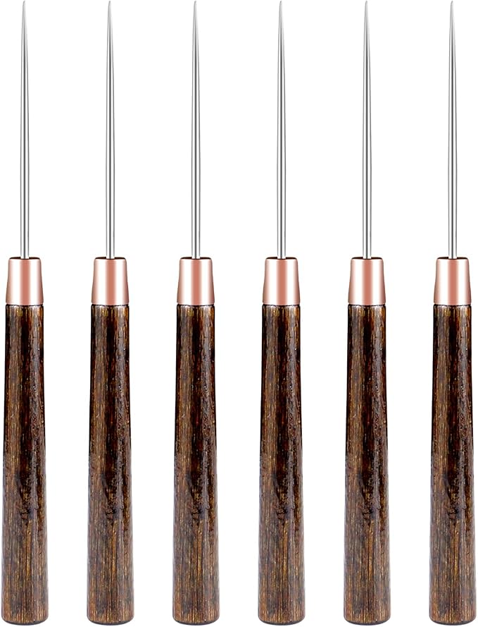 6 PCS Scratch Awl Tool, Awl Tool Sewing with Wooden Handle - Leather Awl Punch Tool for Leather Stitching, Sewing, DIY Craft Repair