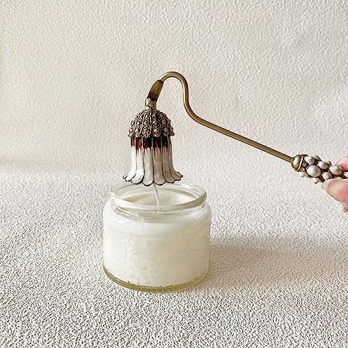 Candle Snuffer, Unique Candle Extinguisher Snuffer, Decorative Candle Extinguisher Metal Candle Tool (White Flower)