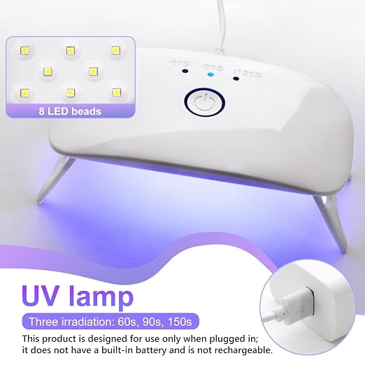 KISREL UV Resin with Light - 400g Hard Type Crystal Clear Ultraviolet Curing UV Resin Kit, 8 Lamp Beads UV Light(Non-Battery), UV Resin with Light for Craft Jewelry Making