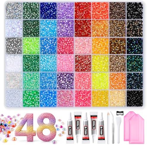 Flatback Rhinestones for Bedazzling Kit with Glue, for Nail Gems and Charms
