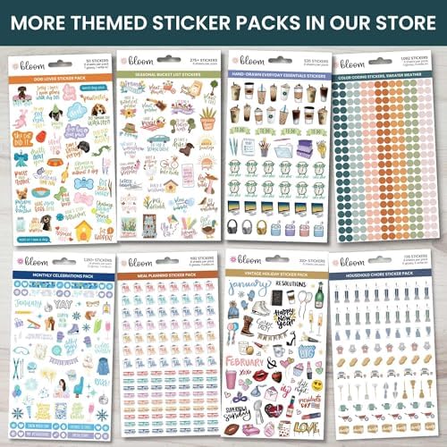 bloom daily planners Inspirational & Motivational Quotes Planner Stickers (8 Sheets / 200+ Stickers) - Hand-Lettered Positive Cute Aesthetic Quotes for Decorating, Planning, Scrapbooking - Cool Tones