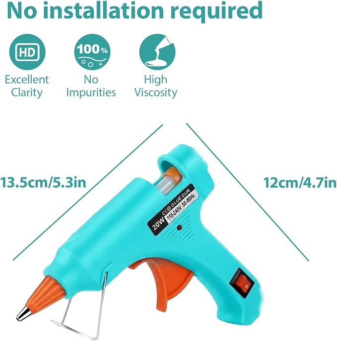 Mini Hot Glue Gun Kit with 10 Sticks 20W Fast Heating Craft Tool - | Quick Melt Set for DIY Art, Home Repair & School Projects. Lightweight, Easy Use. (Blue)