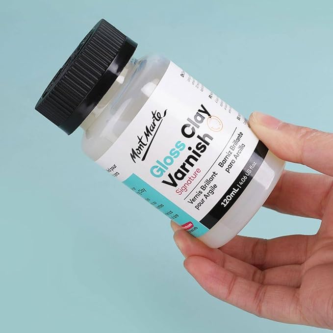 Mont Marte Clay Sculpture Sealant, Glossy Clear Varnish, Signature 4.05oz (120ml), Air or Polymer Clay Sealer