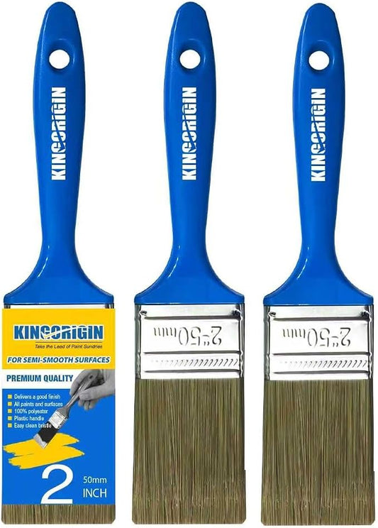King Origin 2 Inch Paint Brushes, 3 PCS Versatile Paint Brush Set | Flat Paint Brushes for Walls, Furniture, Crafts, Detailed Painting & Larger Surface Coverage