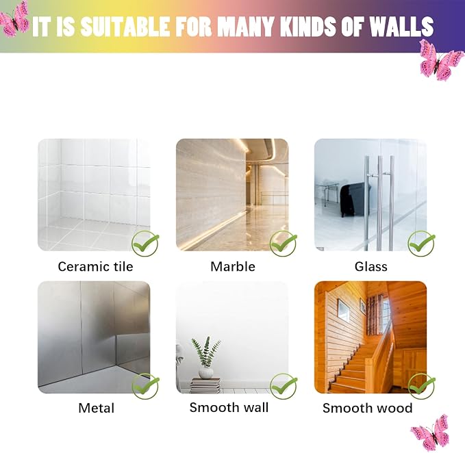 SAOROPEB 3D Butterfly Wall Decor, 48 Pcs Pink Butterfly Decorations