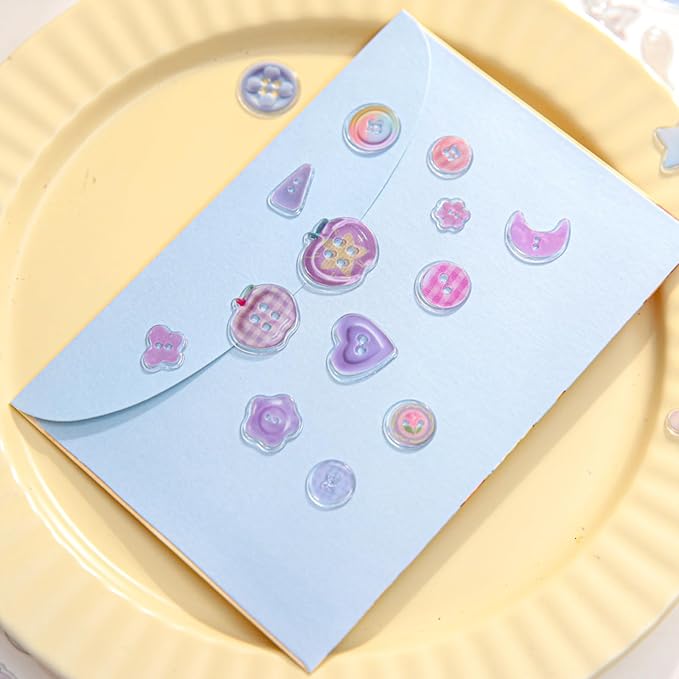 Cute 3D Stickers Vintage Style Simple Illustration Sticker Sheet Set of 4 Fresh and Healing Mini Stickers for Japanese Aesthetic Scrapbook Phone DIY Crafts