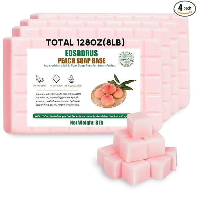 EDSRDRUS 8lb Scent Soap Base DIY Handmade with Peach & Coconut Oil, Moisturizing Melt and Pour Soap Base