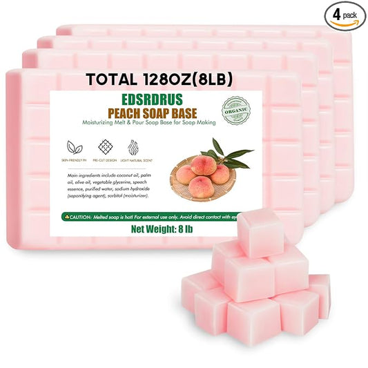 EDSRDRUS 8lb Scent Soap Base DIY Handmade with Peach & Coconut Oil, Moisturizing Melt and Pour Soap Base