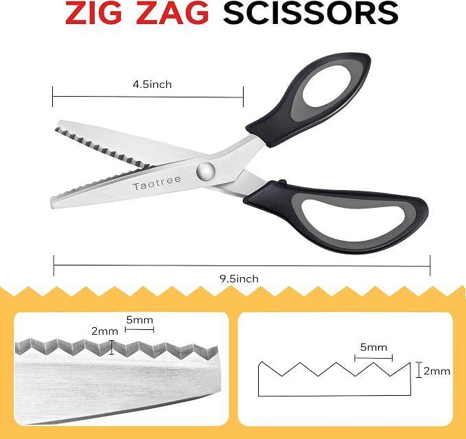 Sewing Scissors for Fabric Cutting, Taotree 9.5" Pinking Shears for Fabric