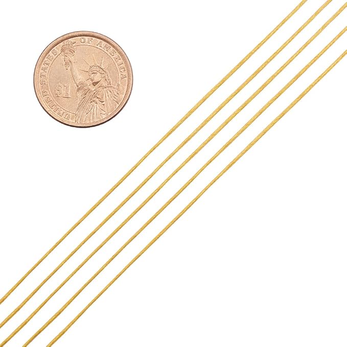 PH PandaHall 1mm Waxed Cotton Cord, 100 Yards Yellow Waxed Thread Beading String for Bracelet, Necklace, Jewelry, Waist Beads Making, Crafting, Macrame