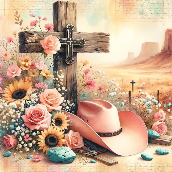 Benjenes Cross Diamond Art Kits for Adults, Western Diamond Painting Kits