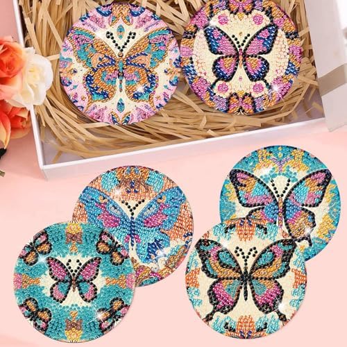 8 Pcs Diamond Art Coaster Kit for Adult with Holder, Diamond Coasters 4x4in