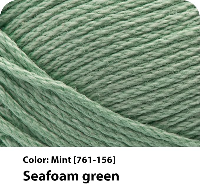 Lion Brand Yarn, 24/7 Cotton Yarn, Mint, Green, 1 Pack