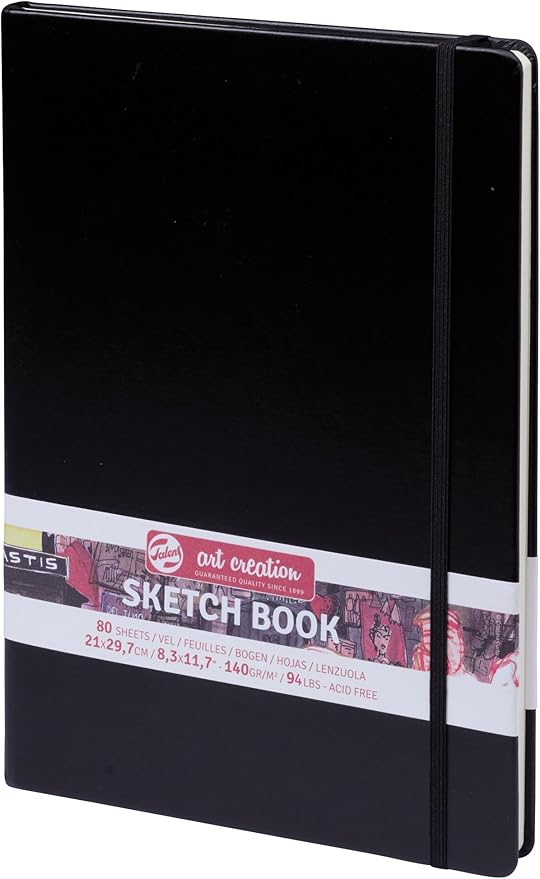 Talens Art Creation Sketchbook, 140 GSM/90 lbs, Black, 8.27 x 11.69 in