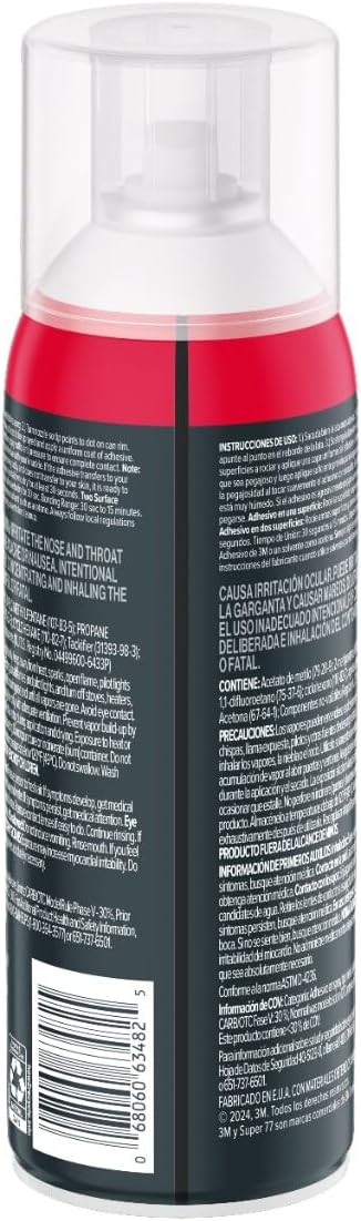 3M Super 77 Multi-Surface Spray Adhesive, 7.35 oz., Low VOC, Quick Bond, Fast Drying, Clear Finish for Foil, Foam, Paper, Metal, Plastic, Fabric, and Cardboard (77-10-NAT), 4-Pack