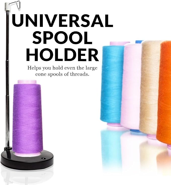 Adjustable Single Thread Spool Holder – Stand alone Embroidery, Sewing or Quilting Thread Holder or Stand – Ensures Smoother Feed = Heavy Plastic Base