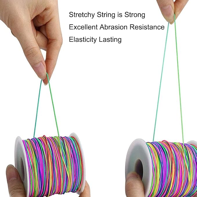 LUSTEMBER 1mm Bracelet String Elastic String, 330 Feet Sturdy Durable Rainbow Elastic Cord for Bracelets, Jewelry Making, Necklaces, Beading and Crafts