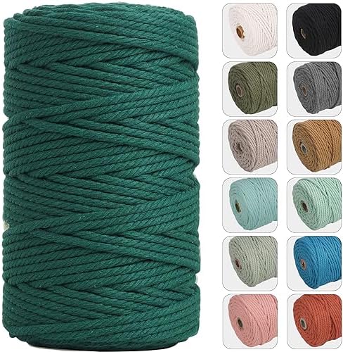 NOANTA 4mm 109yards Macrame Cord, Colored Cotton Macrame Yarn, Dark Green