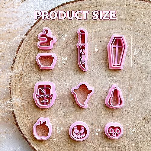 KEOKER Polymer Clay Cutters Halloween, Clay cutters for Halloween Earrings Making, 10 Shapes Halloween Clay Earrings Cutters, Ghost Halloween Clay Earring Cutters (Earrings Clay Cutters 2)