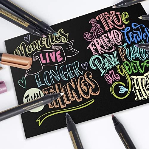 JR.WHITE Metallic Paint Markers, 20 Colors Paint Pen Craft Markers for Art, Rock Painting, Photo Albums, Scrapbooking, Black Paper, Mug, Wood, Easter Eggs, Drawing & Adult Art Supplies