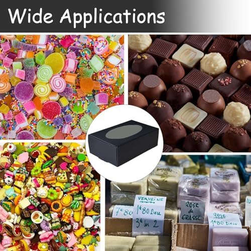 BZIDII 36Pcs Soap Boxes for Homemade Soap and 40pcs Shrink Bags,3.54 X 2.36 X 1.18 Inch Soap Boxes with Window,Bar Soap Packaging Kraft Boxes Supplies（Black）