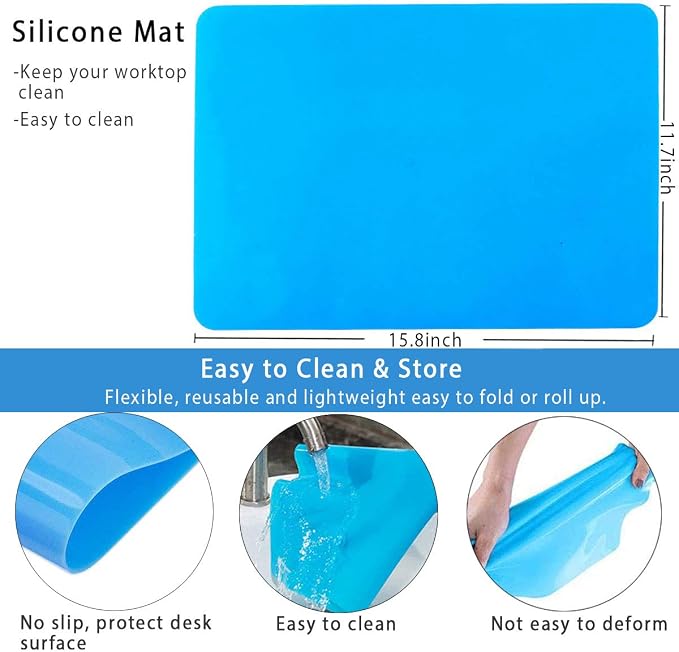 Resin Tools Set 22pcs, A3 Silicone Sheet with 100 ml Measuring Mixing Cups, Brushes Stir Sticks Spoons, Pipette for Epoxy Resin DIY Crafts Painting