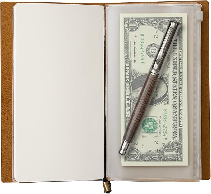 WANDERINGS A5 Travelers Notebook Bundle – 6" x 8.5" (15 x 22cm) – Genuine Leather Journal with Pen Holder, Pen, 2 Ink Refills, PVC Folder & Binder Clip