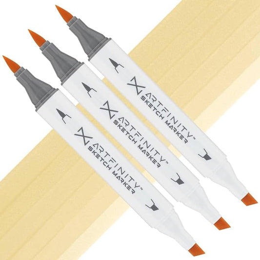 Artfinity Sketch Markers - Set of 3 - Yellowish Beige Y4-15, Vibrant, Professional, Dye-Based Alcohol Markers for Artists, Drawing, Travel, & More