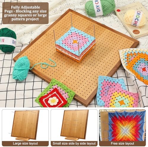 15.5" Foldable Crochet Blocking Board with 35 Pegs for Crochet Project, Big