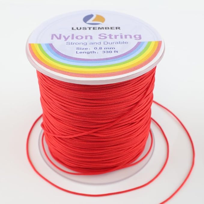 LUSTEMBER 0.8mm Nylon String, Strong Bracelet String, Durable Nylon Cord for Jewelry Making, Bracelets, Beading, Necklaces, Rattail Braiding, Kumihimo, Wind Chimes, Blinds and Handicrafts