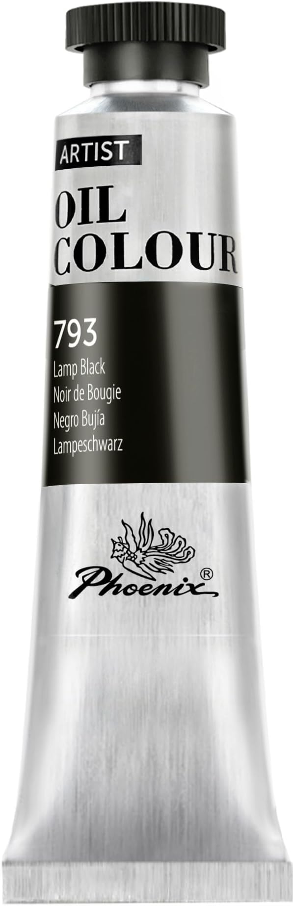 PHOENIX Lamp Black Oil Paint - 40ml / 1.35 Fl oz. Single Tube - Artist Quality Oil Based Paint for Professionals