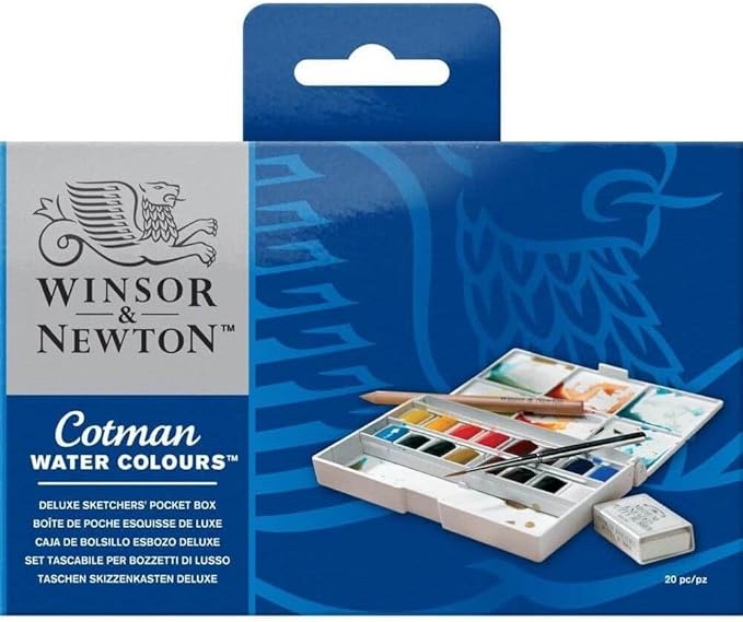 Winsor & Newton Cotman Watercolor Paint Set, 16 HP Deluxe Sketchers' Box | Introductory Watercolor made with Fine Art Pigments, Perfect for Beginners, Lightfast & Permanent, Good Tinting Strength