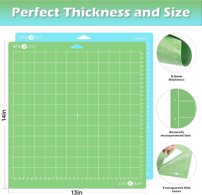 HTVRONT Cutting Mats 12x12, 2 Pcs, Compatible with Cricut Maker/Explore | Standard Light 2 Grip Variety Sticky Mats & Accessories, Compatible with Maker 4/3, Explore 5/4/3, Air 2/One