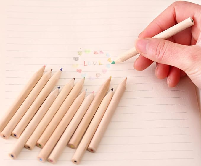 Tergy 8 Packs Mini Colored Pencils with Sharpener in Tube Portable Drawing Art Cartoon Pencils for 3 Years and Up Kids Adults Writing Sketching Painting,12 Colors in Tube