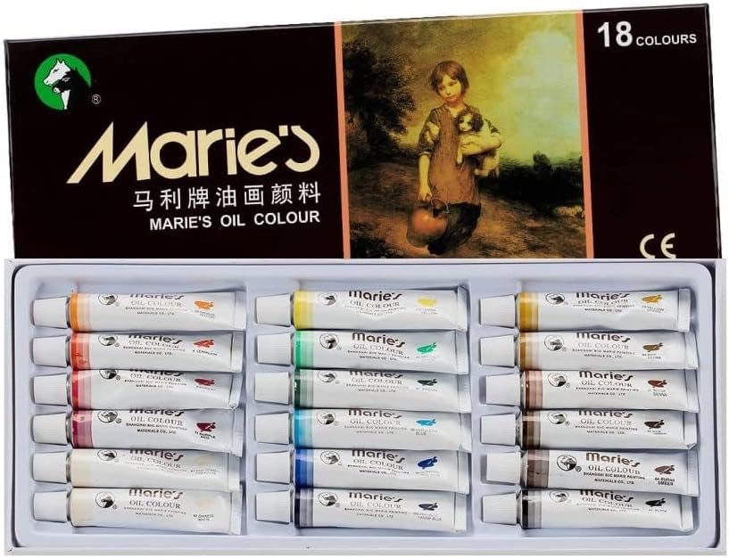 Marie's Extra-Fine Artists' Oil Paint Set, Highly Concentrated Colors - Oil Based Paint Set of 18, 12ml Tubes Vibrant Colors Paint Assortment