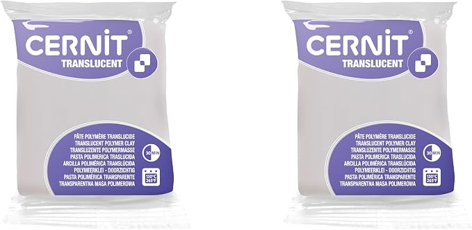 CERNIT CE9256005AMZC - A Batch of 2 Translucent Polymeric Doughs - Baking Modelling Dough - Translucent Colour - 2 x 56 g Blocks - Manufactured in Belgium