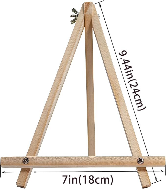 6 Pack 9 Inch Wood Easels, Tabletop Painting Easel Stand | for Canvas, Photo & Sign Display - Portable Tripod Art & Craft Easels for Kids and Adults