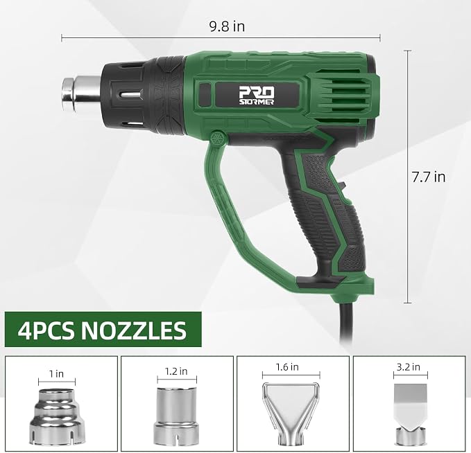 Prostormer 2000W Heat Gun 140°F-1022°F Variable Speed, 3-Setting