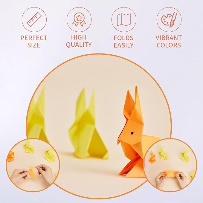 Double Sided Color 200 Sheets 6x6 inch Origami Paper Light Yellow Origami Paper Kit for Kids,Colored Paper Kit Gifts for Beginners