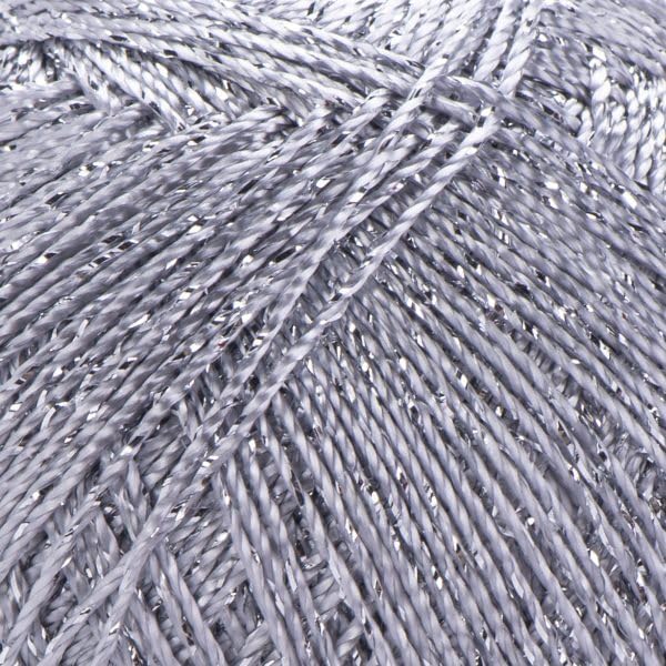 YarnArt Bright Metallic Glitter Yarn – 80% Polyamide 20% Metallic Polyester, 90g 340m, Soft Sparkle Fiber for Crochet, Lace, Summer Tops & Accessories – 4 mm Needle & Hook (235, Light Silver)