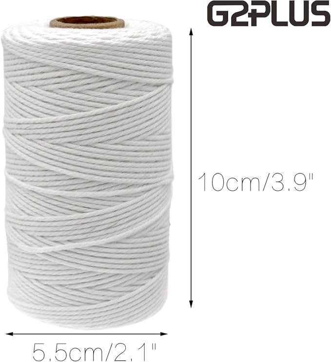 G2PLUS 2MM White String, 328 Feet Cotton Bakers Twine for Craft & Cooking | 100% Cotton,for Gift Wrapping, Meat Trussing, DIY Craft Projects