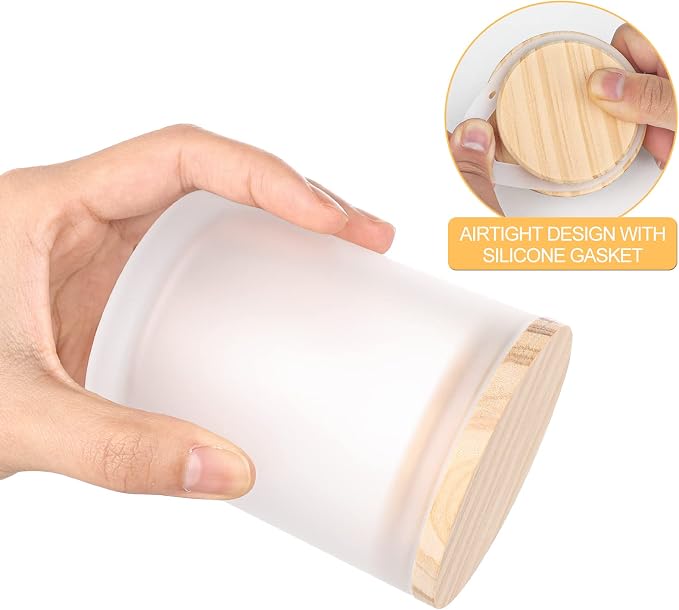 SHOWIN Thick Candle Jars for Making Candles 20 Pcs, 7 OZ Empty Jars with Wood Lids for Candle Making, Sample Container, Frosted White