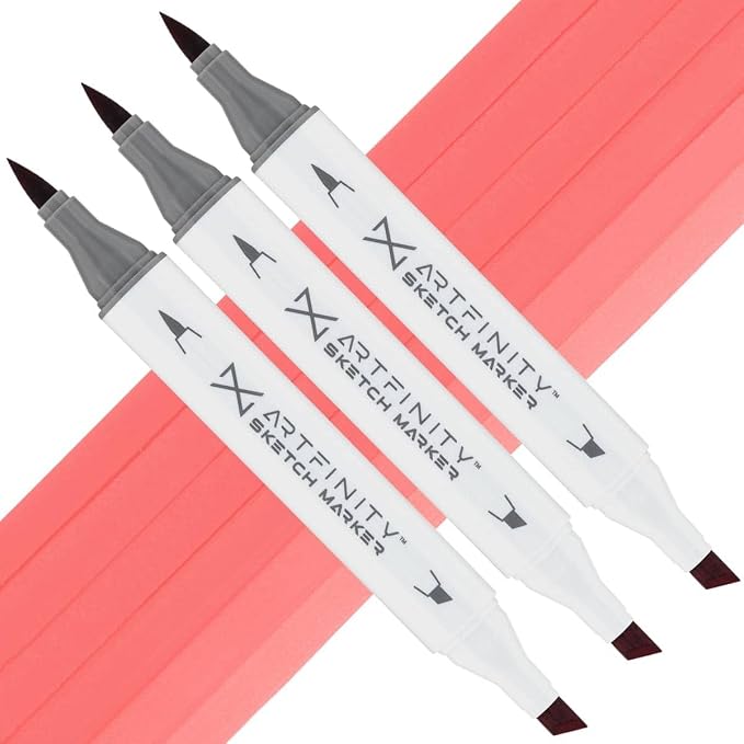 Artfinity Sketch Markers - Set of 3 - Frozen Raspberry R3-4, Vibrant, Professional, Dye-Based Alcohol Markers for Artists, Drawing, Travel, & More