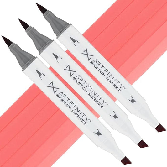 Artfinity Sketch Markers - Set of 3 - Frozen Raspberry R3-4, Vibrant, Professional, Dye-Based Alcohol Markers for Artists, Drawing, Travel, & More