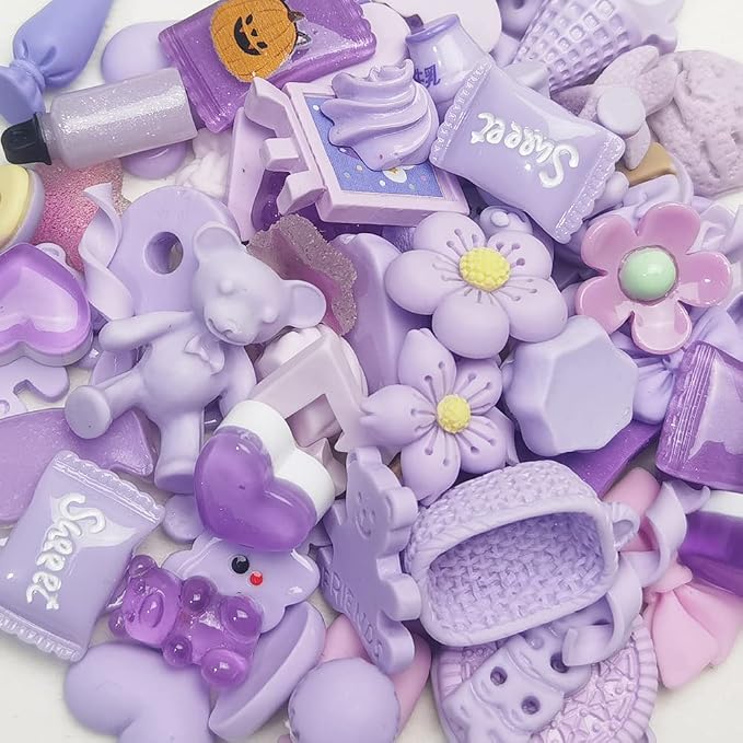 Chenkou Craft 50pcs Lots Mix Assorted Purple Craft DIY Flatbacks Resin Flat Back Buttons Scrapbooking (Purple)