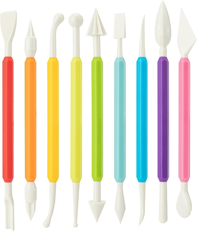 UUSYCUN 9PCS Clay Tools for Kids & Adult, UUSYCUN Plastic Air Dry Clay Tool Kit, Double-Head Sculpting Tools for Pottery, Polymer, Air Dry Clay, Modeling, Shaping, Cake Decoration
